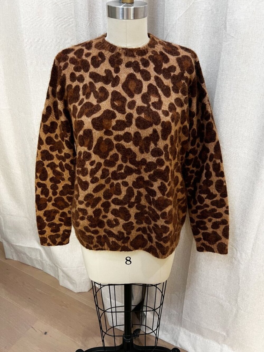 NWOT SEZANE Gianni Kid Mohair Crewneck Sweater in Leopard - Picture 5 of 12